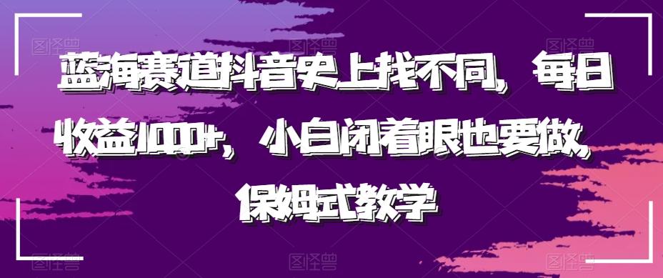 蓝海赛道抖音史上找不同，每日收益1000+，小白闭着眼也要做，保姆式教学-有道资源网