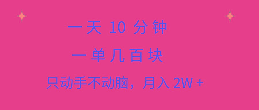 一天10 分钟 一单几百块 简单无脑操作 月入2W+教学-有道资源网