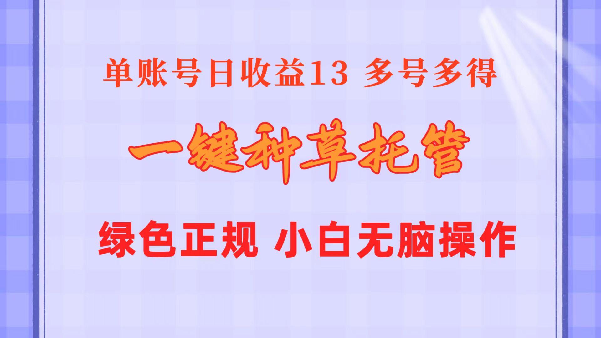 一键种草托管 单账号日收益13元  10个账号一天130  绿色稳定 可无限推广-有道资源网