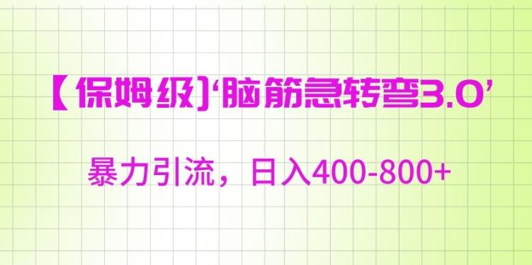 保姆级脑筋急转弯3.0，暴力引流，日入400-800+【揭秘】-有道资源网