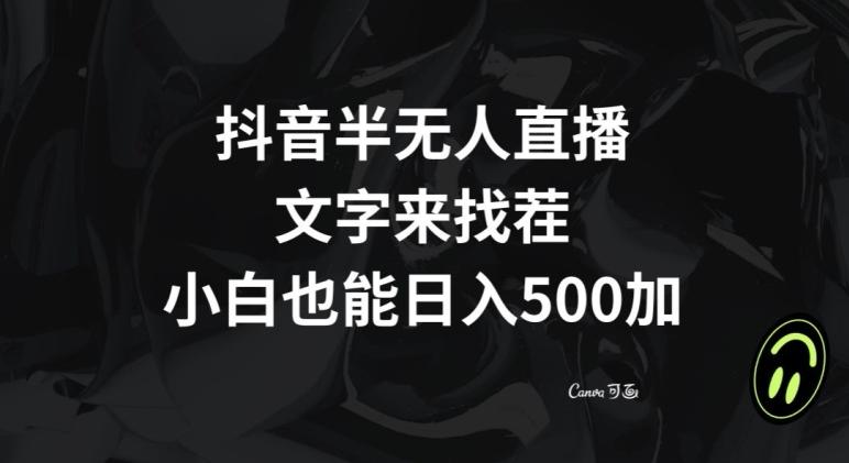 抖音半无人直播，文字来找茬小游戏，每天收益500+【揭秘】-有道资源网