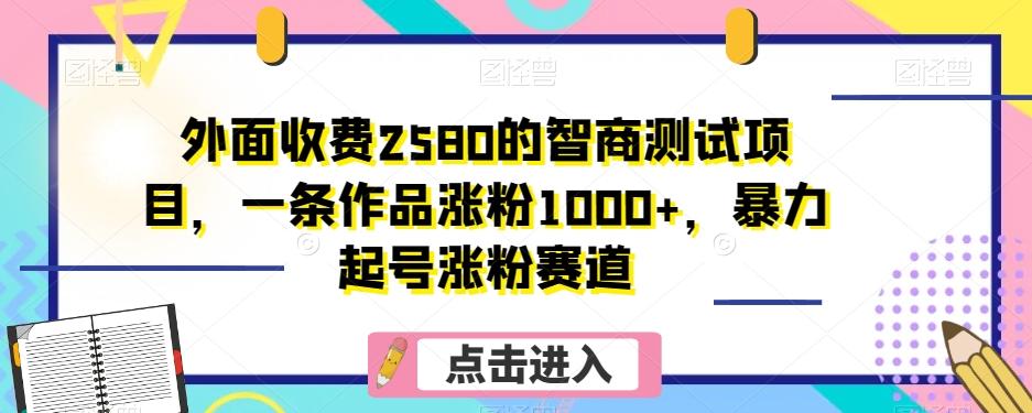 外面收费2580的智商测试项目，一条作品涨粉1000+，暴力起号涨粉赛道【揭秘】-有道资源网