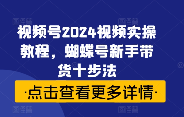 视频号2024视频实操教程，蝴蝶号新手带货十步法-有道资源网