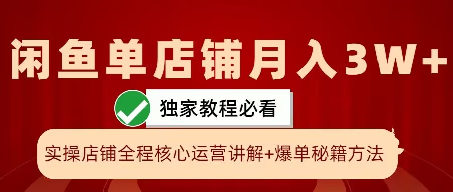 闲鱼单店铺月入3W+实操展示，爆单核心秘籍，一学就会【揭秘】-有道资源网