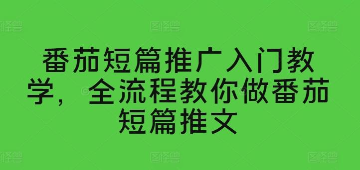 番茄短篇推广入门教学，全流程教你做番茄短篇推文-有道资源网