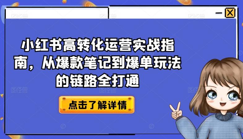 小红书高转化运营实战指南，从爆款笔记到爆单玩法的链路全打通-有道资源网