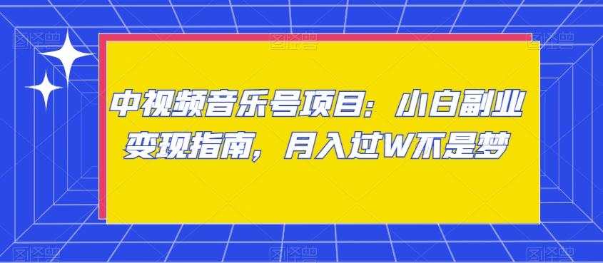 中视频音乐号项目：小白副业变现指南，月入过W不是梦【揭秘】-有道资源网