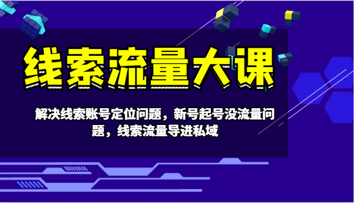 线索流量大课-解决线索账号定位问题，新号起号没流量问题，线索流量导进私域-有道资源网