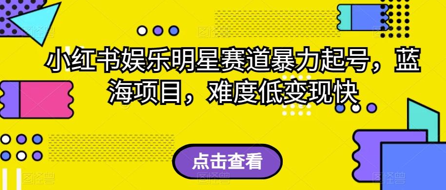 小红书娱乐明星赛道暴力起号，蓝海项目，难度低变现快【揭秘】-有道资源网