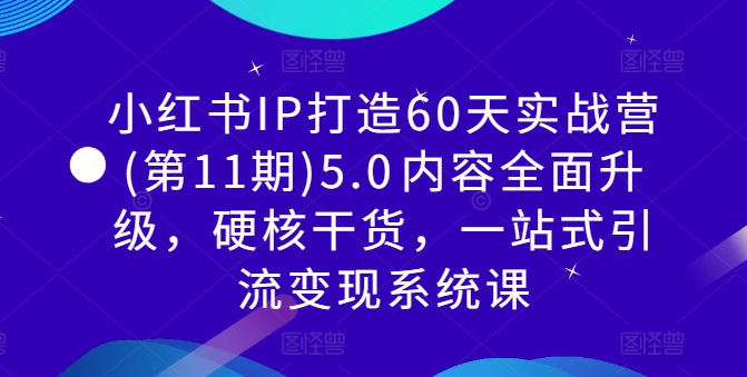 小红书IP打造60天实战营(第11期)5.0​内容全面升级，硬核干货，一站式引流变现系统课-有道资源网