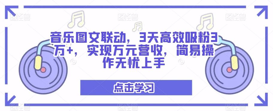 音乐图文联动，3天高效吸粉3万+，实现万元营收，简易操作无忧上手-有道资源网