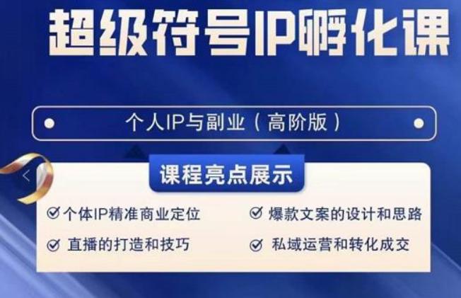 超级符号IP孵化高阶课，建立流量思维底层逻辑，打造属于自己IP（51节课）-有道资源网