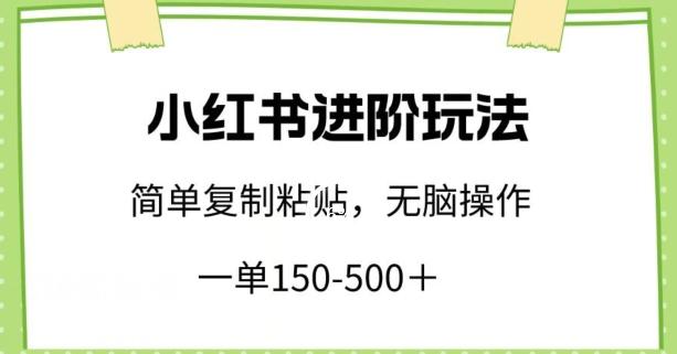 小红书进阶玩法，一单150-500+，简单复制粘贴，小白也能轻松上手【揭秘】-有道资源网