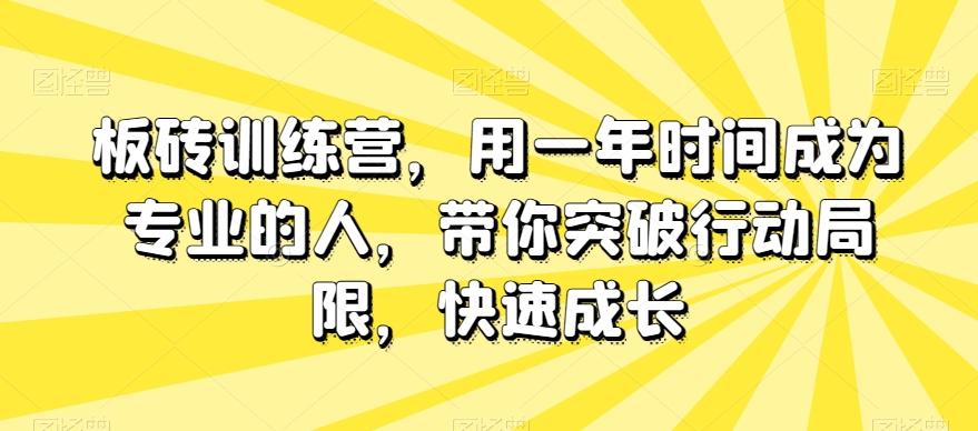 板砖训练营，用一年时间成为专业的人，带你突破行动局限，快速成长-有道资源网