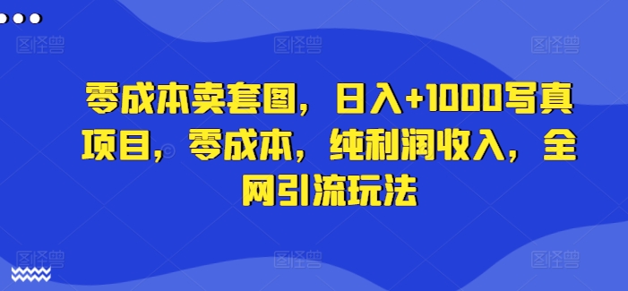 零成本卖套图，日入+1000写真项目，零成本，纯利润收入，全网引流玩法-有道资源网