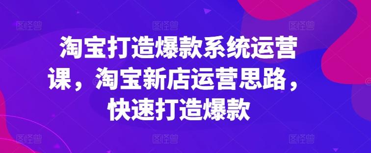 淘宝打造爆款系统运营课，淘宝新店运营思路，快速打造爆款-有道资源网