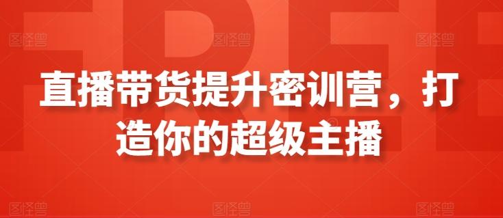 直播带货提升密训营，打造你的超级主播-有道资源网