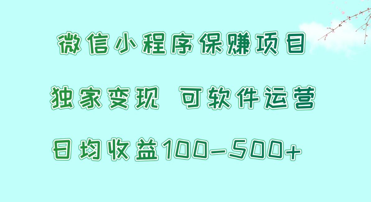 微信小程序保赚项目，日均收益100~500+，独家变现，可软件运营-有道资源网