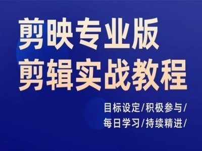 剪映专业版剪辑实战教程，目标设定/积极参与/每日学习/持续精进-有道资源网