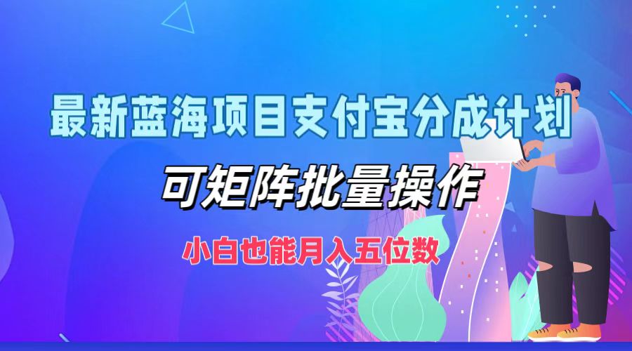 最新蓝海项目支付宝分成计划，可矩阵批量操作，小白也能月入五位数-有道资源网