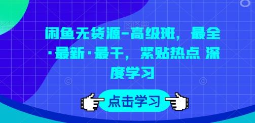 闲鱼无货源-高级班，最全·最新·最干，紧贴热点 深度学习-有道资源网