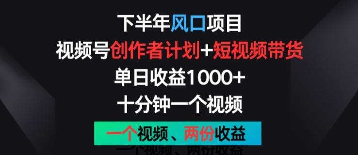 下半年风口项目，视频号创作者计划+视频带货，一个视频两份收益，十分钟一个视频【揭秘】-有道资源网