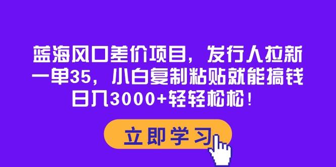 蓝海风口差价项目，发行人拉新，一单35，小白复制粘贴就能搞钱！日入30…-有道资源网