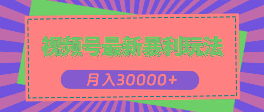 视频号最新暴利玩法，轻松月入30000+-有道资源网