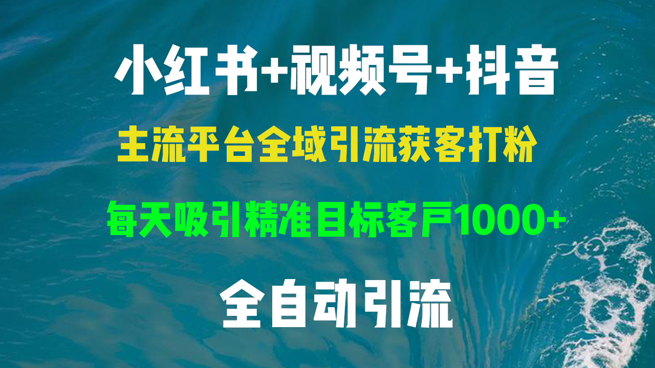 小红书，视频号，抖音主流平台全域引流获客打粉，每天吸引精准目标客户…-有道资源网