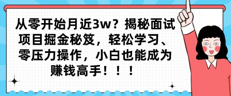 从零开始月近3w？揭秘面试项目掘金秘笈，轻松学习、零压力操作，小白也能成为赚钱高手-有道资源网