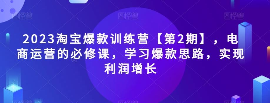 2023淘宝爆款训练营【第2期】，电商运营的必修课，学习爆款思路，实现利润增长-有道资源网