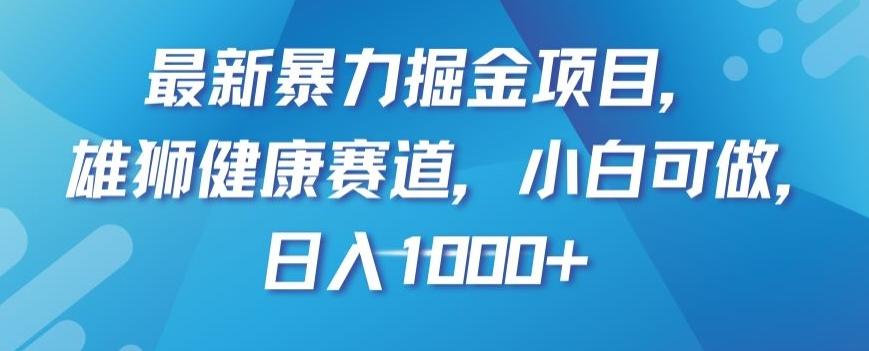 最新暴力掘金项目，雄狮健康赛道，小白可做，日入1000+【揭秘】-有道资源网