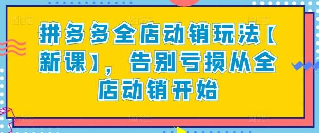 拼多多全店动销玩法【新课】，告别亏损从全店动销开始-有道资源网