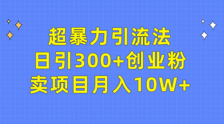 (9954期)超暴力引流法，日引300+创业粉，卖项目月入10W+-有道资源网