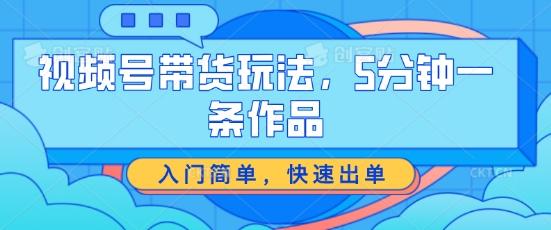 视频号带货玩法，5分钟一条作品，入门简单，快速出单【揭秘】-有道资源网