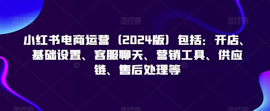 小红书电商运营(2024版)包括：开店、基础设置、客服聊天、营销工具、供应链、售后处理等-有道资源网