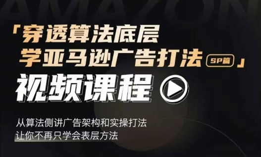 穿透算法底层，学亚马逊广告打法SP篇，从算法侧讲广告架构和实操打法，让你不再只学会表层方法-有道资源网