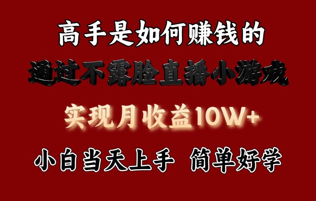 每天收益3800+，来看高手是怎么赚钱的，新玩法不露脸直播小游戏，小白当天上手-有道资源网