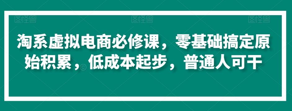 淘系虚拟电商必修课，零基础搞定原始积累，低成本起步，普通人可干-有道资源网