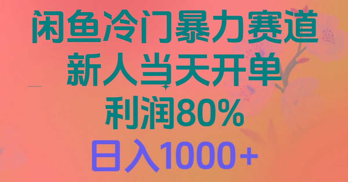 2024闲鱼冷门暴力赛道，新人当天开单，利润80%，日入1000+-有道资源网