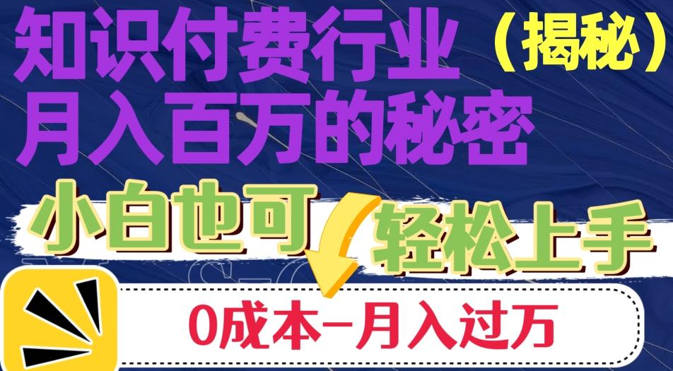 揭秘知识付费行业月入百万的秘密，小白也可轻松上手，月入过万-有道资源网