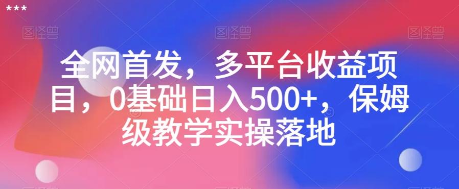 全网首发，多平台收益项目，0基础日入500+，保姆级教学实操落地【揭秘】-有道资源网