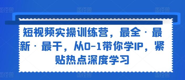 短视频实操训练营，最全·最新·最干，从0-1带你学IP，紧贴热点深度学习-有道资源网