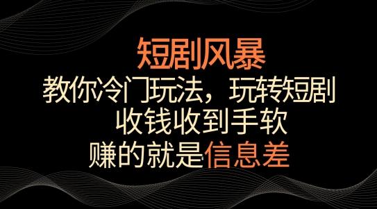 短剧风暴，教你冷门玩法，玩转短剧，收钱收到手软【揭秘】-有道资源网