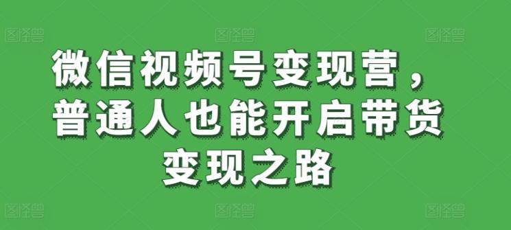 微信视频号变现营，普通人也能开启带货变现之路-有道资源网