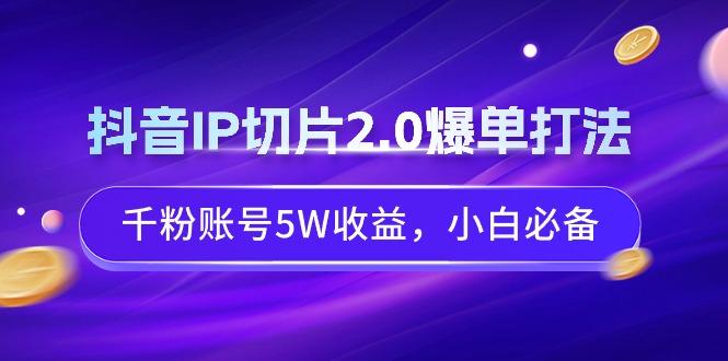 抖音IP切片2.0爆单打法，千粉账号5W收益，小白必备-有道资源网