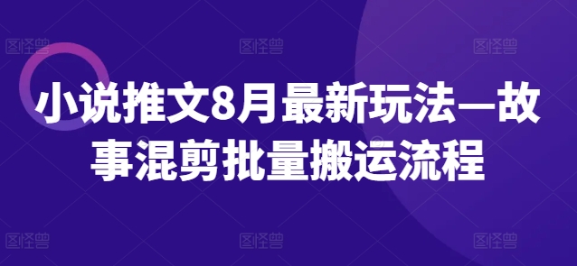 小说推文8月最新玩法—故事混剪批量搬运流程-有道资源网