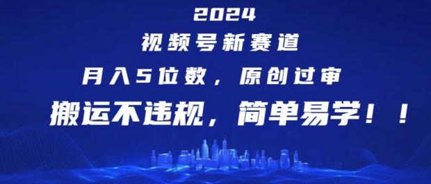 2024视频号新赛道，月入5位数+，原创过审，搬运不违规，简单易学【揭秘】-有道资源网