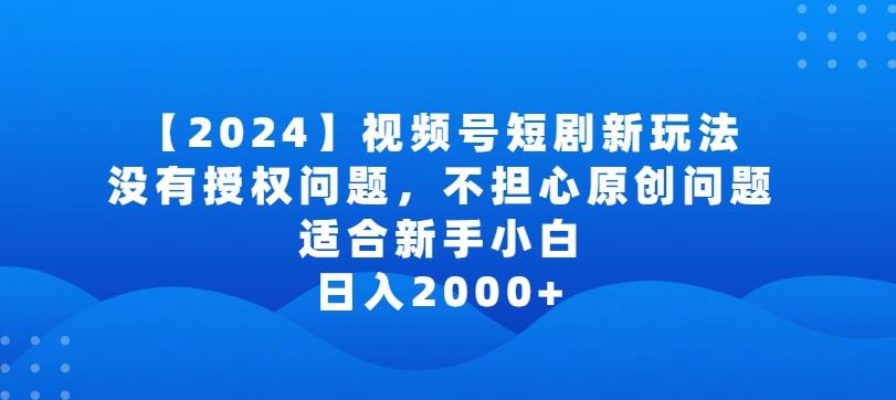 2024视频号短剧玩法，没有授权问题，不担心原创问题，适合新手小白，日入2000+【揭秘】-有道资源网