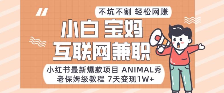 小红书最新爆款项目Animal秀，老保姆级教程，7天变现1w+【揭秘】-有道资源网